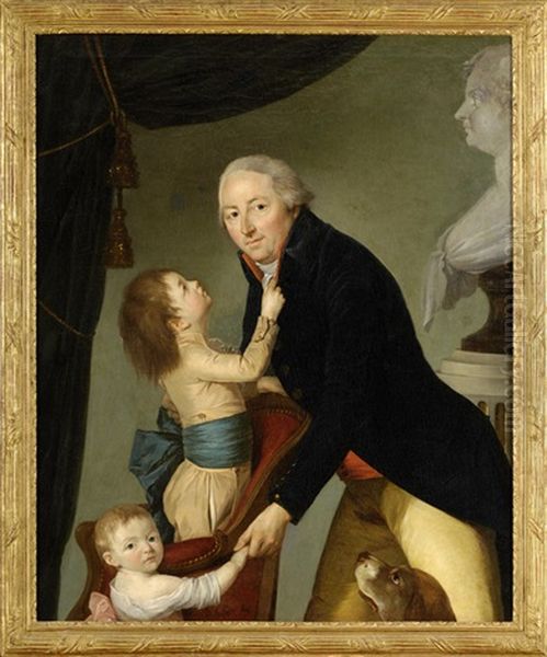 Vater Mit Seinen Sohnen Oil Painting by Nicolas Benjamin Delapierre