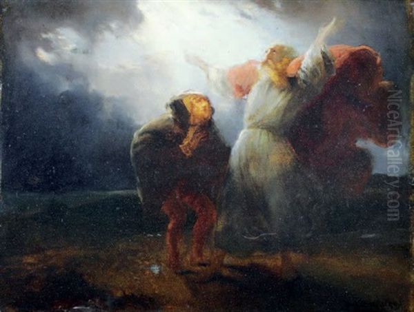 Le Roi Lear Et Le Fou Dans La Tempete Oil Painting by Paul Delaroche