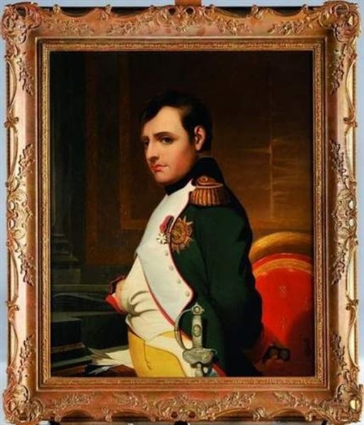 Portrait De L'empereur Napoleon 1er En Uniforme De Grenadier De La Garde, Debout Devant Son Bureau Oil Painting by Paul Delaroche