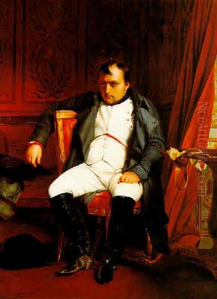 Napoleon At Fontainebleau Oil Painting by Paul Delaroche