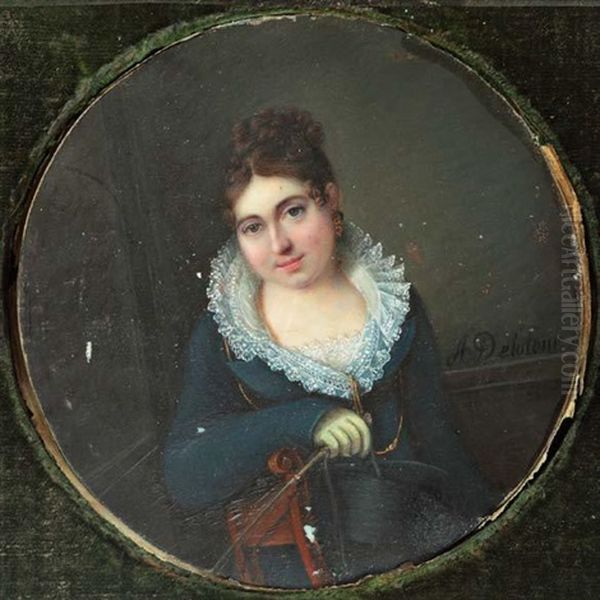 Jeune Femme En Tenue De Cavaliere Romantique Oil Painting by Alexandre Delatour