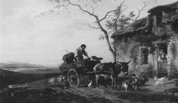 Loading The Wagon For Town Oil Painting by Henri Delattre