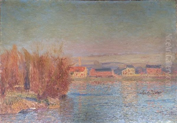 Bord De Seine Au Couchant Oil Painting by Joseph Marie Louis Delattre