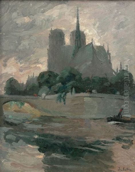 Le Chevet De Notre-dame Oil Painting by Joseph Marie Louis Delattre