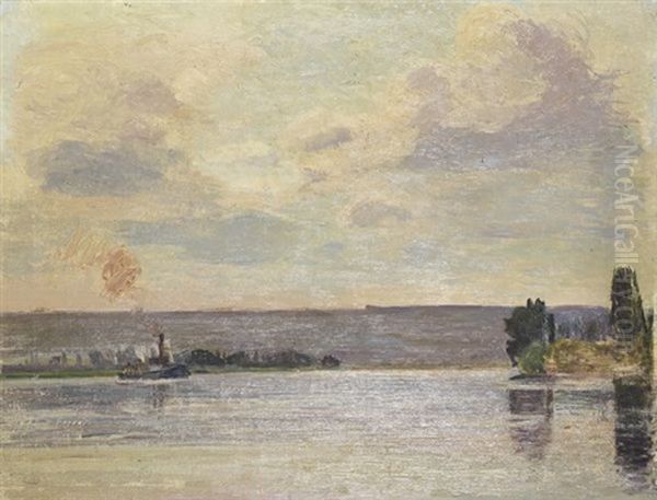 Bord De Seine Oil Painting by Joseph Marie Louis Delattre