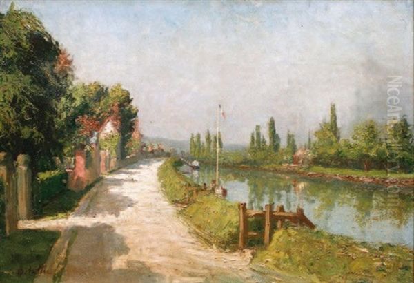 Paysage Des Environs De Rouen Oil Painting by Joseph Marie Louis Delattre