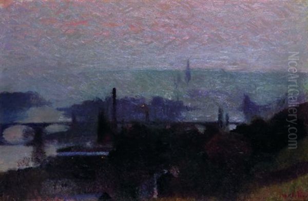 Rouen, Vue Des Hauteurs Oil Painting by Joseph Marie Louis Delattre