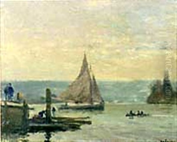 La Seine Oil Painting by Joseph Marie Louis Delattre