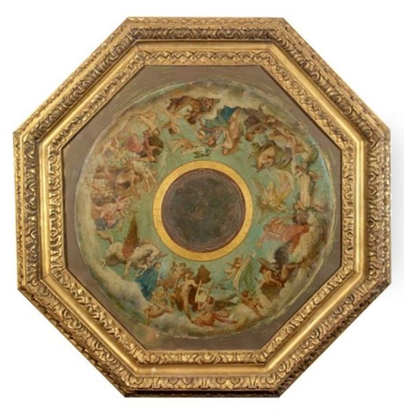 L'histoire Du Theatre Depuis Son Origine, Esquisse Pour Le Decor Du Plafond Du Theatre De Cour Du Palais De Compiegne Oil Painting by Jules Elie Delaunay