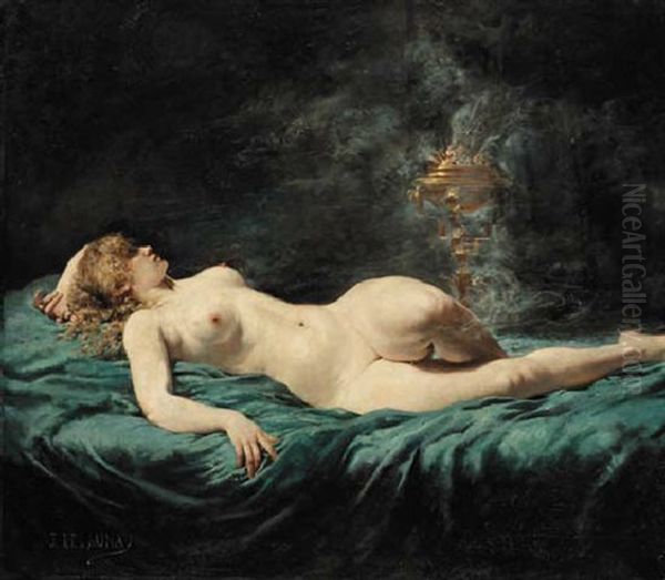 Reclining Nude Oil Painting by Jules Elie Delaunay