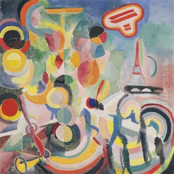 Hommage A Bleriot, Esquisse Oil Painting by Robert Delaunay