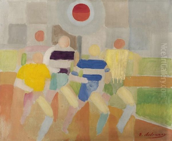 Les Coureurs A Pied Oil Painting by Robert Delaunay