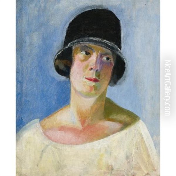 Portrait D'helene Marre Et Disques Colores (recto-verso) Oil Painting by Robert Delaunay