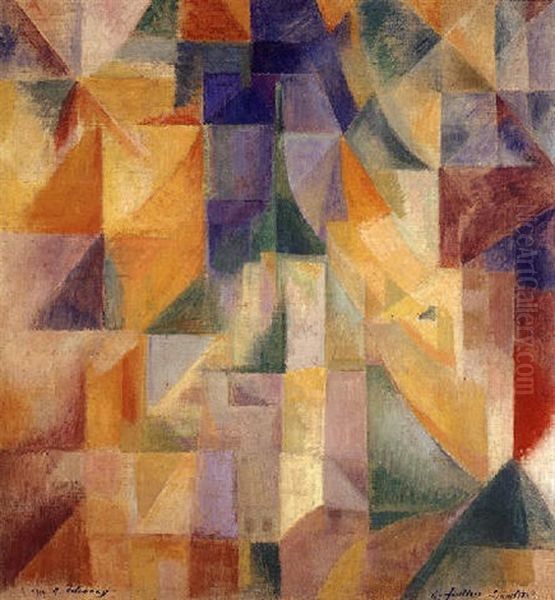 Les Fenetres Simultanees Oil Painting by Robert Delaunay