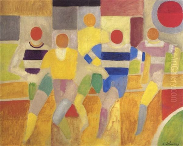 Les Coureurs Oil Painting by Robert Delaunay