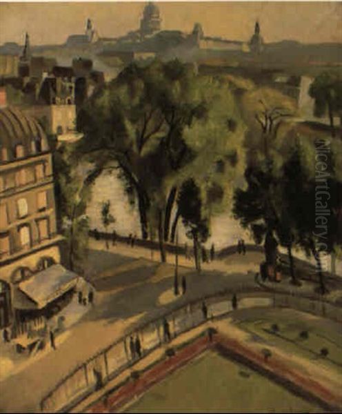 Vue Du Quai Du Louvre A Paris Oil Painting by Robert Delaunay