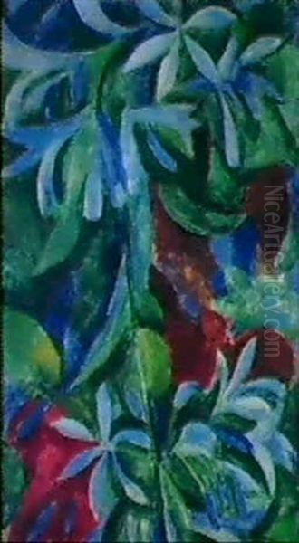 Fleurs Bleues - Amaryllis Oil Painting by Robert Delaunay