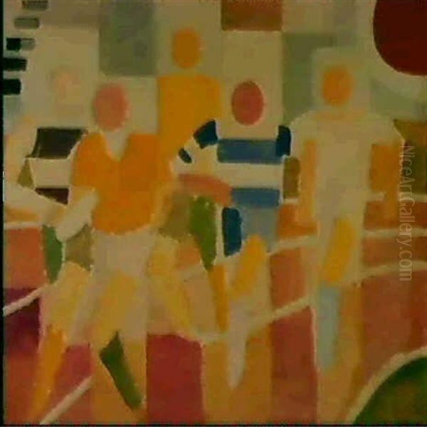 Les Coureurs Oil Painting by Robert Delaunay