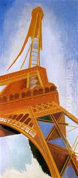 La Tour Rouge Oil Painting by Robert Delaunay