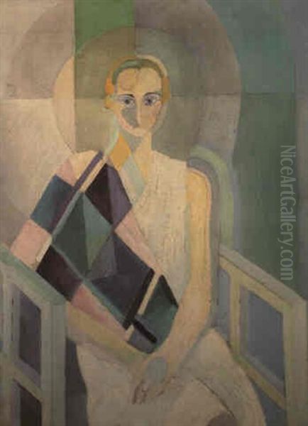 Portrait De Mme. Jacques Heim Oil Painting by Robert Delaunay