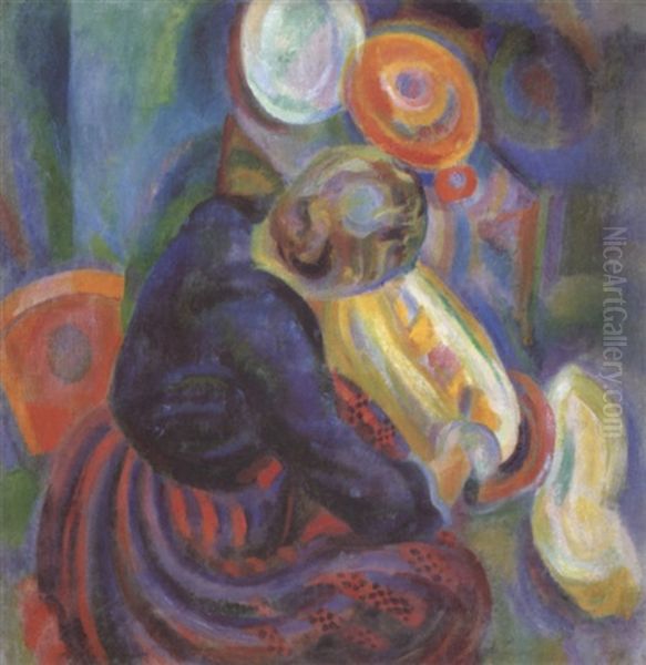 Femme A La Pasteque Oil Painting by Robert Delaunay