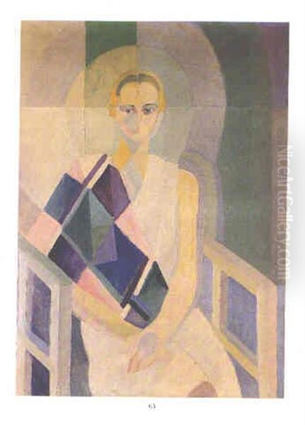 Portrait De Mme. Jacques Heim Oil Painting by Robert Delaunay