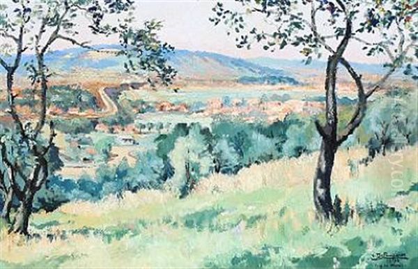 Landscape From Marne In France Oil Painting by Andre Delauzieres