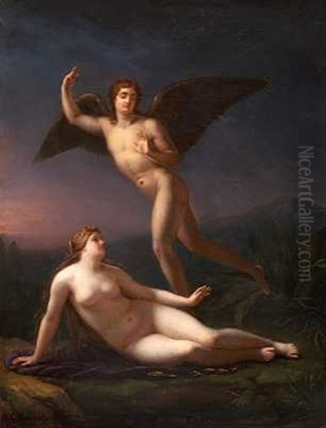 Amor Og Psyke Oil Painting by Pierre Louis Delaval