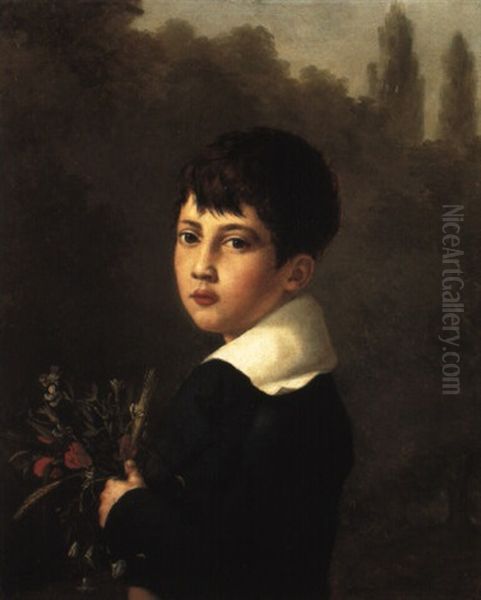 Portrait Of A Boy Holding A Nosegay Oil Painting by Pierre Louis Delaval