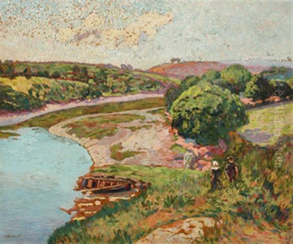 Sur Les Bords De La Riviere En Bretagne Oil Painting by Henri Delavallee