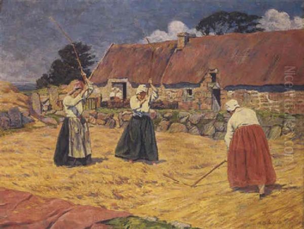 Les Batteuses De Ble Oil Painting by Henri Delavallee