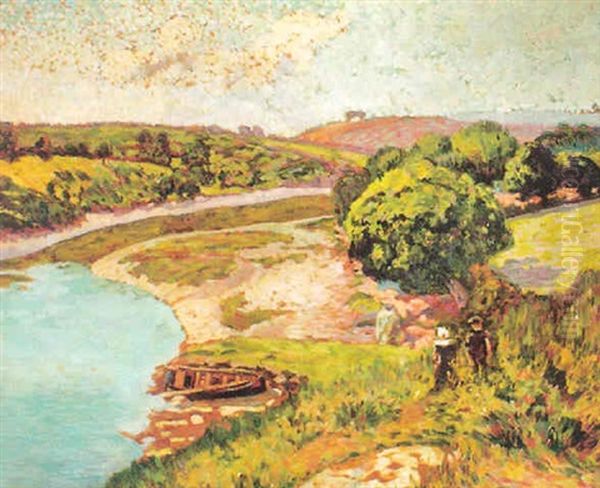 Promenade Sur Les Bords De La Riviere Oil Painting by Henri Delavallee