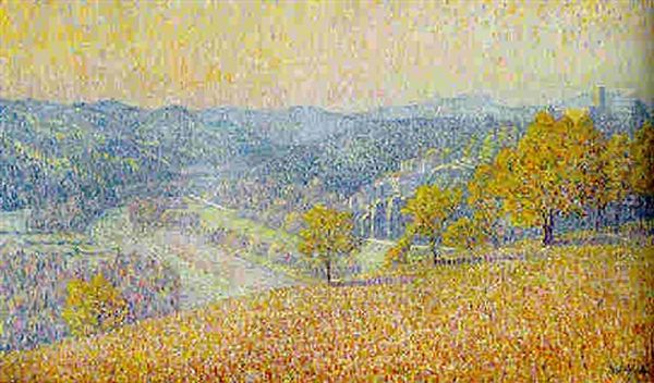 Automne, Village Dans La Vallee Oil Painting by Henri Delavallee