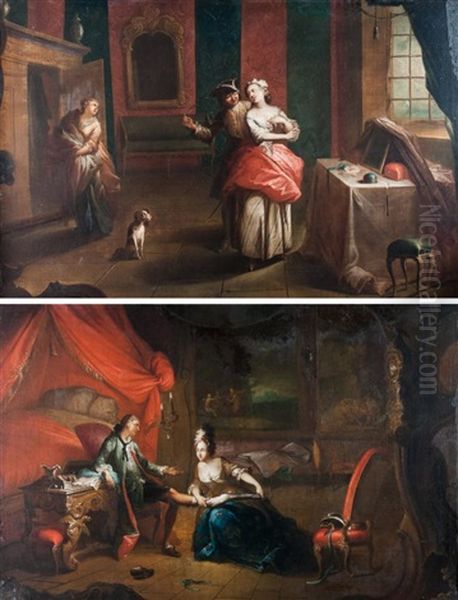 Paire De Scenes D'interieur Oil Painting by Paul Joseph Delcloche