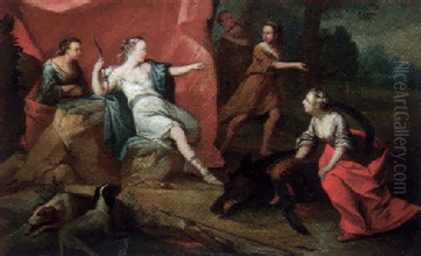 Diana And Her Nymphs After The Chase Oil Painting by Paul Joseph Delcloche