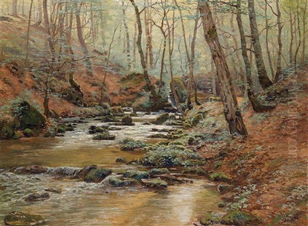 Waldbach Oil Painting by Leon Delderenne