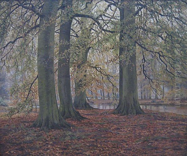 Herfst In Het Bos Oil Painting by Leon Delderenne