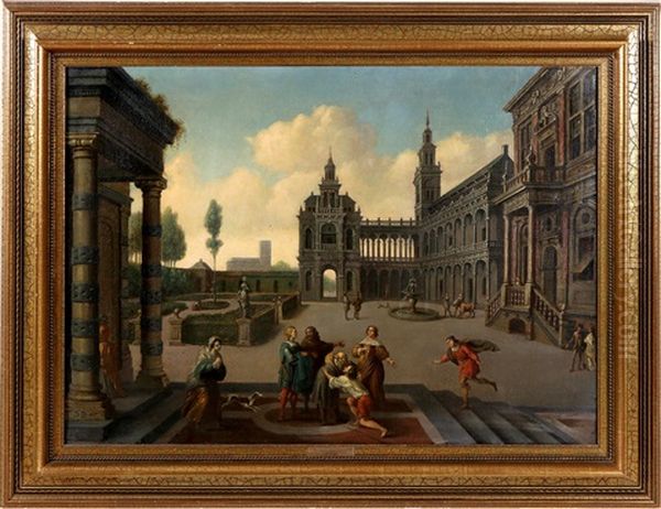 Antique Oil Painting by Dirck Van Delen