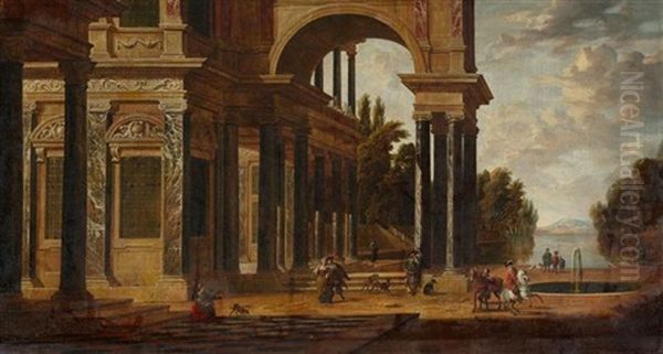 Architekturansicht Mit Figurenstaffage Oil Painting by Dirck Van Delen