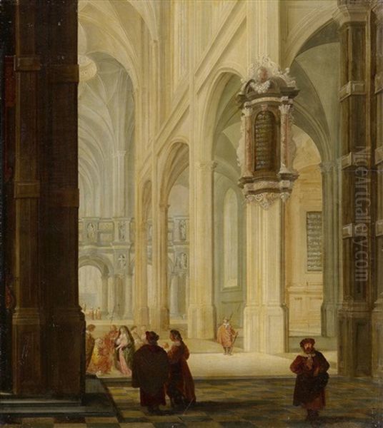 Kircheninterieur Mit Figuren Oil Painting by Dirck Van Delen