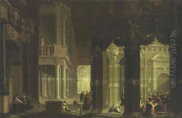 The Interior Of A Baroque-style Temple With The Circumcision Oil Painting by Dirck Van Delen