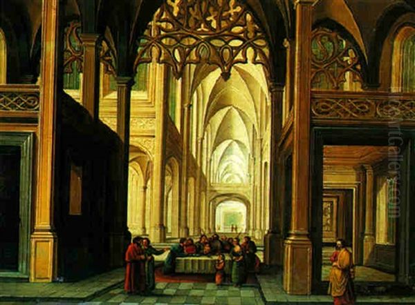 Church Interior With The Circumcision Oil Painting by Dirck Van Delen