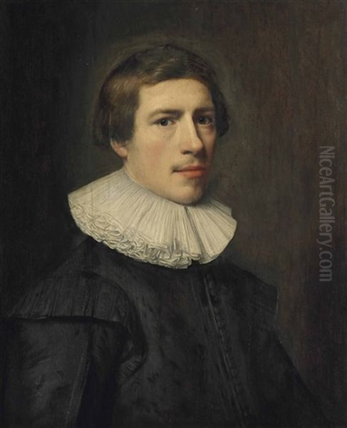 Portrait Of A Gentleman, Bust-length, In A Black Doublet And White Ruff Oil Painting by Jacob Willemsz Delff the Younger