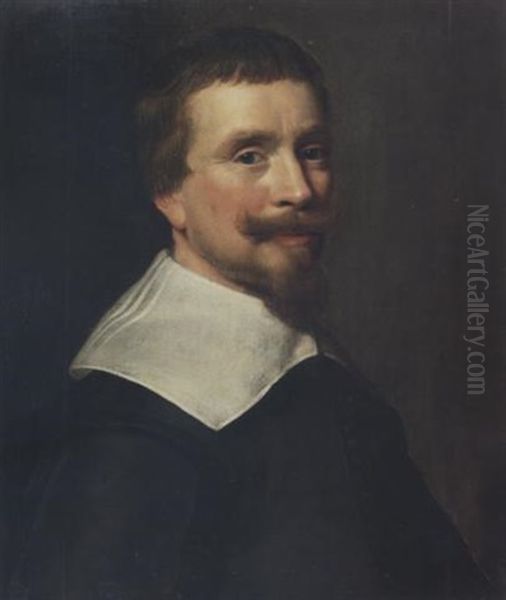 Portrait Of A Gentleman (the Artist?) In Black Costume With A Lawn Collar Oil Painting by Jacob Willemsz Delff the Younger