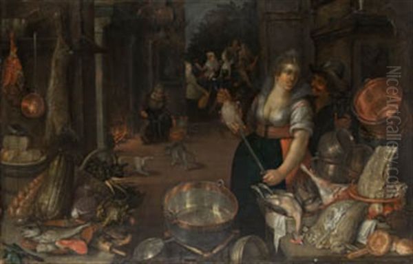 Bodegon De Cocina Con Personajes Oil Painting by Cornelis Jacobsz Delff