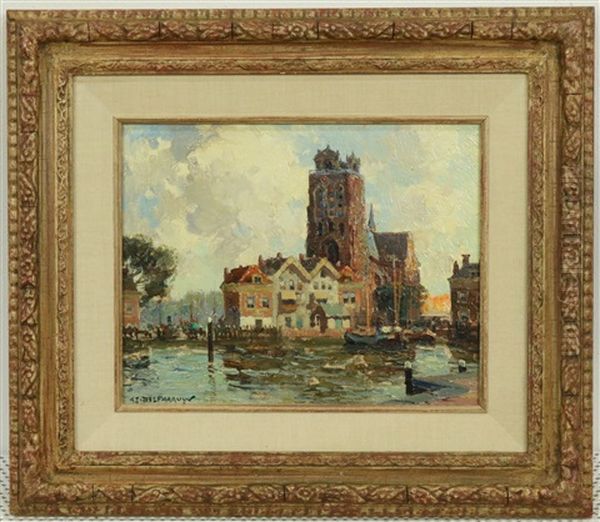 The Grote Kerk, Dordrecht Oil Painting by Gerard Delfgaauw