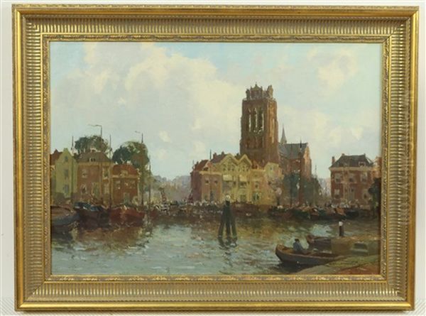 Stadsgezicht Dordrecht Oil Painting by Gerard Delfgaauw