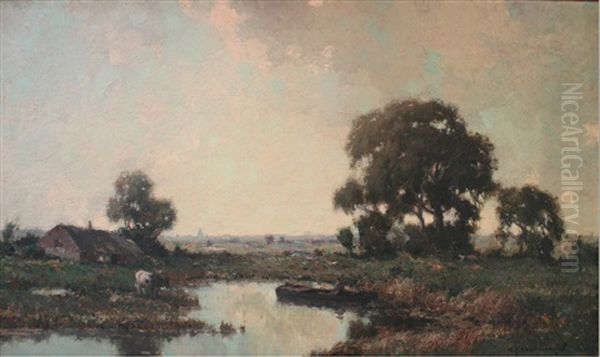 Fishing On A Country Pool, Braband Oil Painting by Gerard Delfgaauw