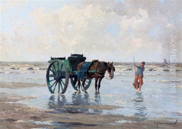 Schelpenvisser Op Het Strand Oil Painting by Gerard Delfgaauw