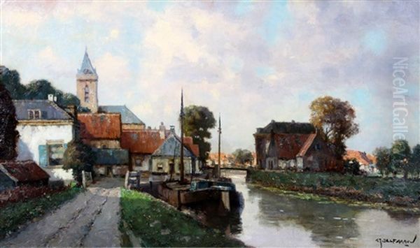 Dorpsgezicht Met Kerktoren Oil Painting by Gerard Delfgaauw